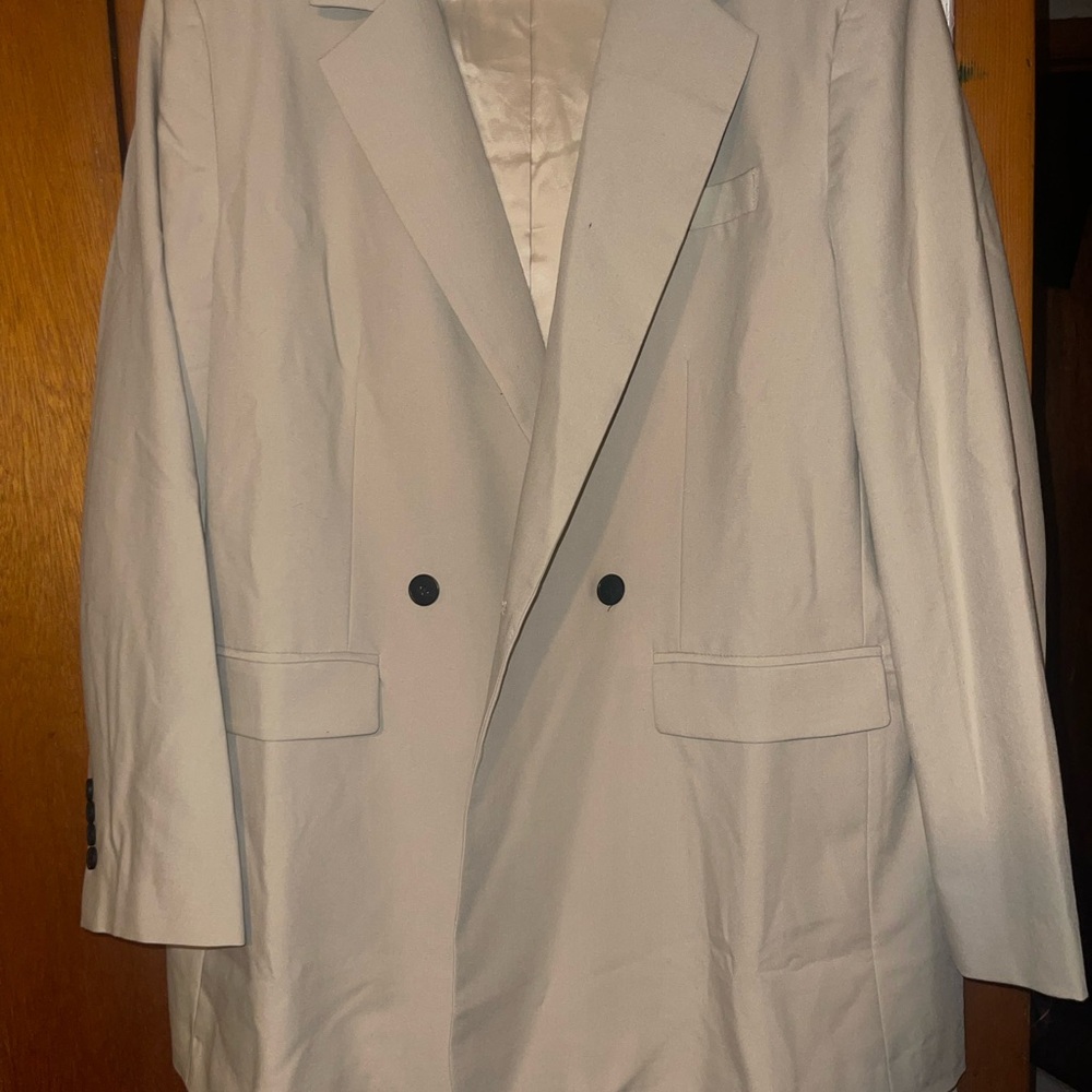 SHEIN Cream Double-Breasted Blazer